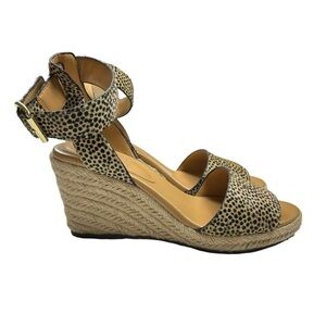 J Crew Animal Print Calf hair  Espadrille Wedge Sandals
